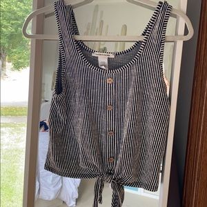 Striped Tank with Tie at Bottom